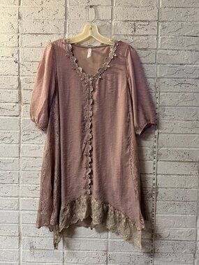 Pretty Angel Mauve Boho Lace Tunic Top Small Romantic Flowy Blouse Small